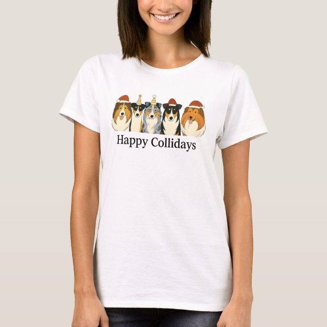 camiseta de Natal Collie (Frente)