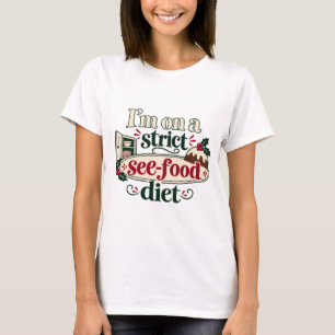 Camiseta de Natal com a frase 'Estou numa dieta ri