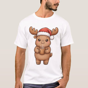 Camiseta de Natal com Chapéu de Papai Noel e Cacau