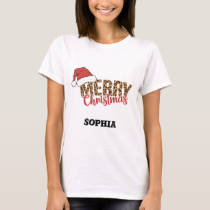 🐆 Camiseta de Natal com estampa de leopardo perso