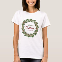 Camiseta de Natal com Grinalda para Mulheres