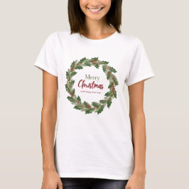 Camiseta de Natal com Grinalda para Mulheres
