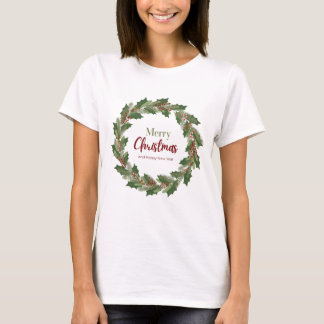 Camiseta de Natal com Grinalda para Mulheres