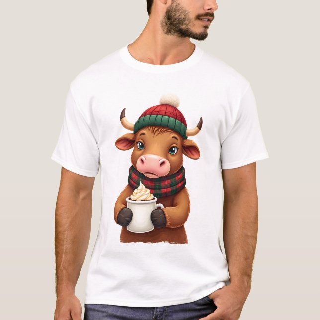 Camiseta de Natal com Pincelada de Vaca das Terras (Frente)