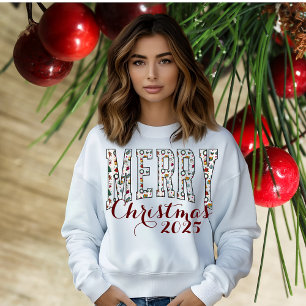 Camiseta de Natal com Script de Feliz Padrão