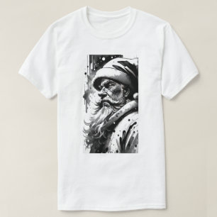 Camiseta de Natal com tinta preta Papai Noel