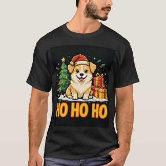 Camiseta de Natal Corgi Ho Ho Ho