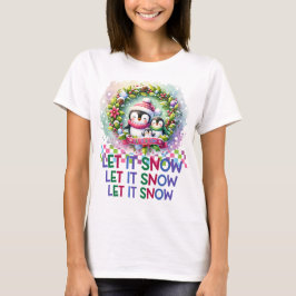 Camiseta de Natal da Família de Pinguim 'Deixe Nev