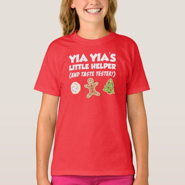 Camiseta de Natal da Yia Yia é o Pequeno Auxiliar  (Frente)