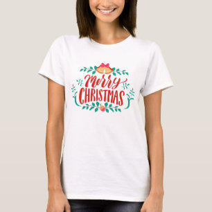 Camiseta de Natal das mulheres, Vermelho Verde Per