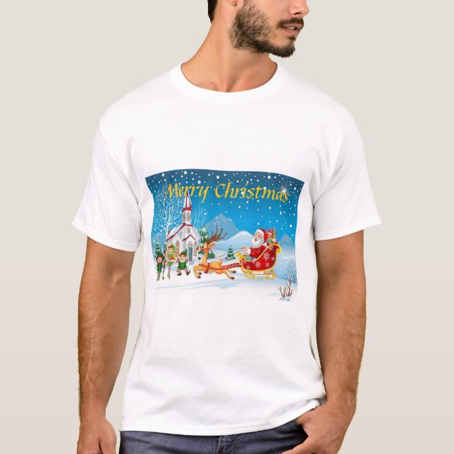 camiseta de Natal de animação festiva (Frente)