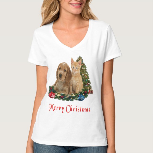 Camiseta de Natal de Animais (Frente)