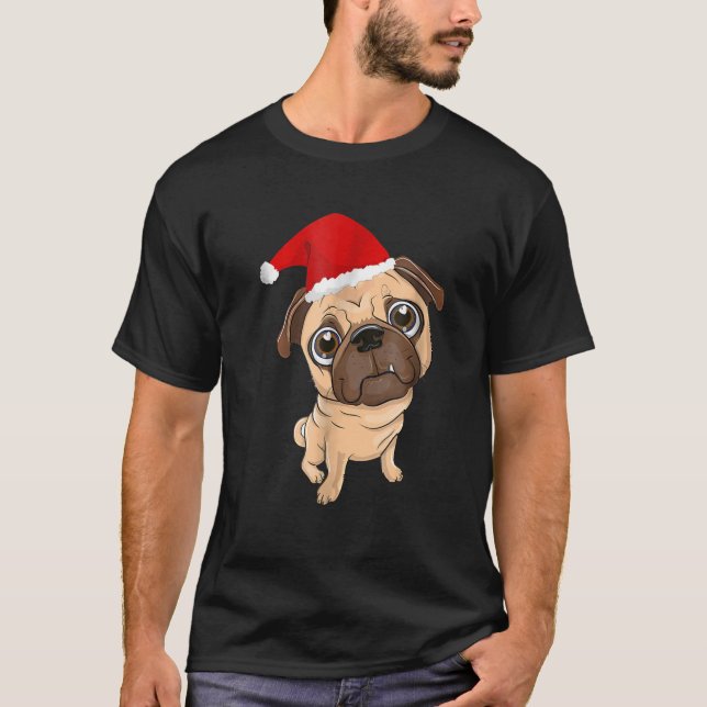 Camiseta De Natal De Cachorro De Papai Noel Para H (Frente)