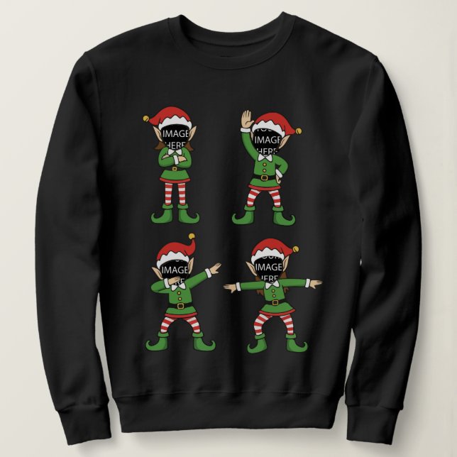 Camiseta de Natal de Elfo com Rosto Personalizado: (Frente do Design)