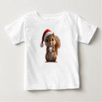 Camiseta de Natal de Esquilo Fofa para Bebê