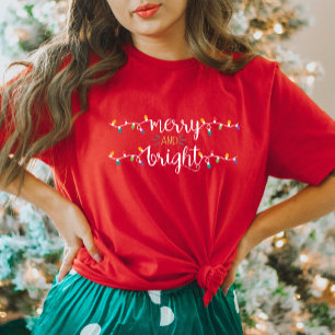 Camiseta de Natal de feliz e Vermelho Brilhante