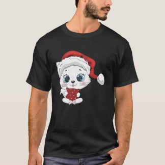 Camiseta de Natal de gato fofo para mulheres gata