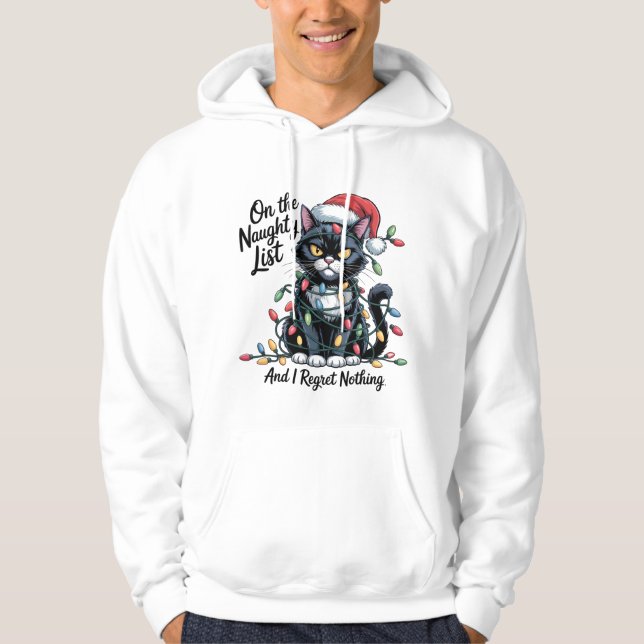 Camiseta de Natal de Gato Malandro – Chapéu de Pap (Frente)