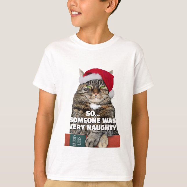 Camiseta de Natal de gato zangado engraçado (Frente)