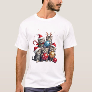 Camiseta de Natal de Gatos Fofos no Espaço com Enf