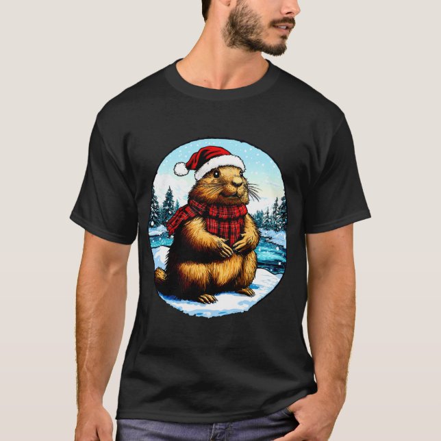 Camiseta de Natal de Marmota (Frente)