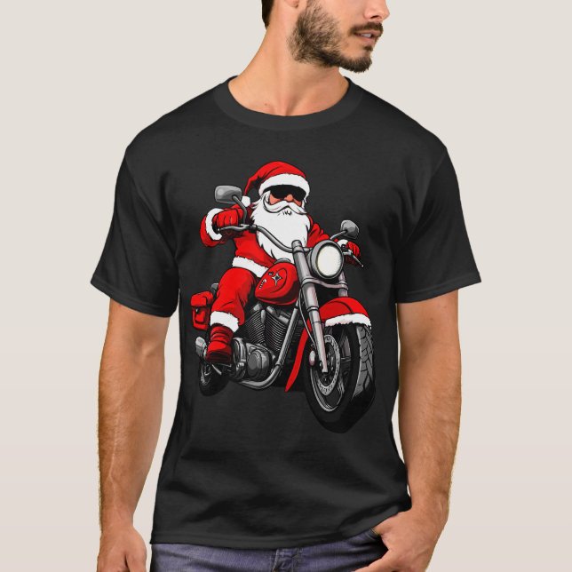 Camiseta de Natal de Motociclista (Frente)