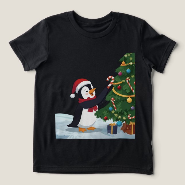Camiseta de Natal de Pinguim Fofa (Design frontal)
