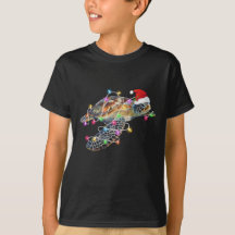 Camiseta de Natal de tartaruga Papai noel