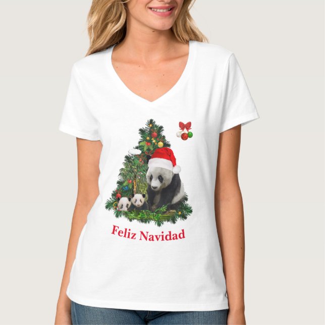 Camiseta de Natal de Ursos Panda (Frente)