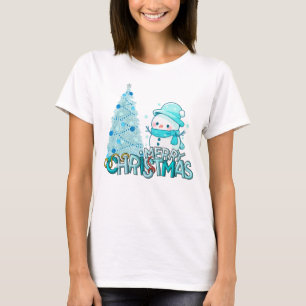 Camiseta de Natal do Boneco de Neve Árvore de Nata