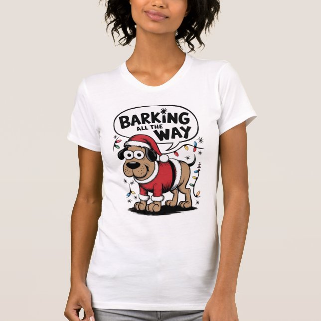 Camiseta de Natal do Cão de Barco (Frente)