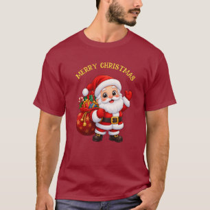 Camiseta de Natal do Papai Noel Desenho Animado Fo