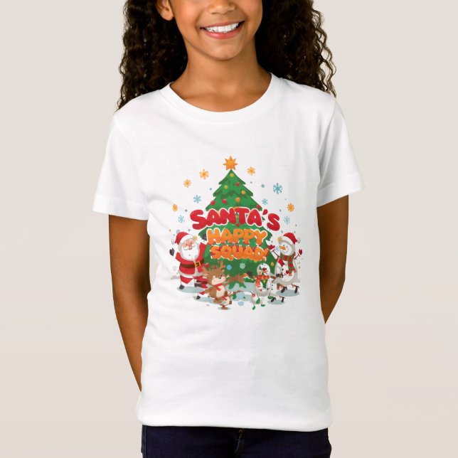 Camiseta de Natal do Papai Noel para Crianças e Fa (Frente)