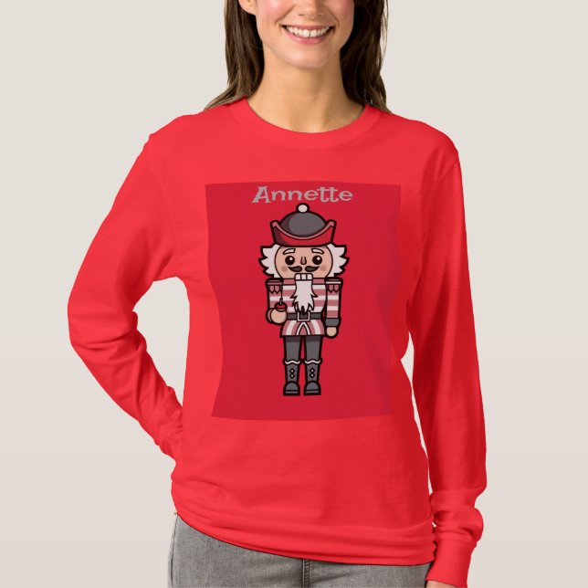 Camiseta de Natal do Red Nutcracker das Mulheres (Frente)