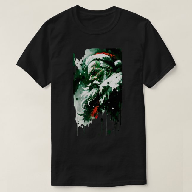 Camiseta de Natal do Santa Claus Ink Splatter (Frente do Design)