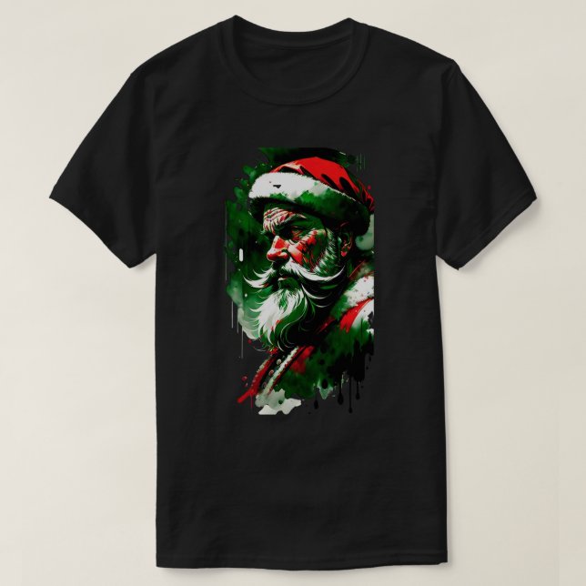 Camiseta de Natal do Santa Claus Ink Splatter (Frente do Design)