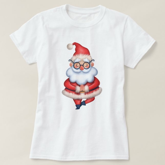Camiseta de Natal do Yoga Papai Noel (Frente do Design)