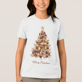 Camiseta de Natal Dourada Burgundy