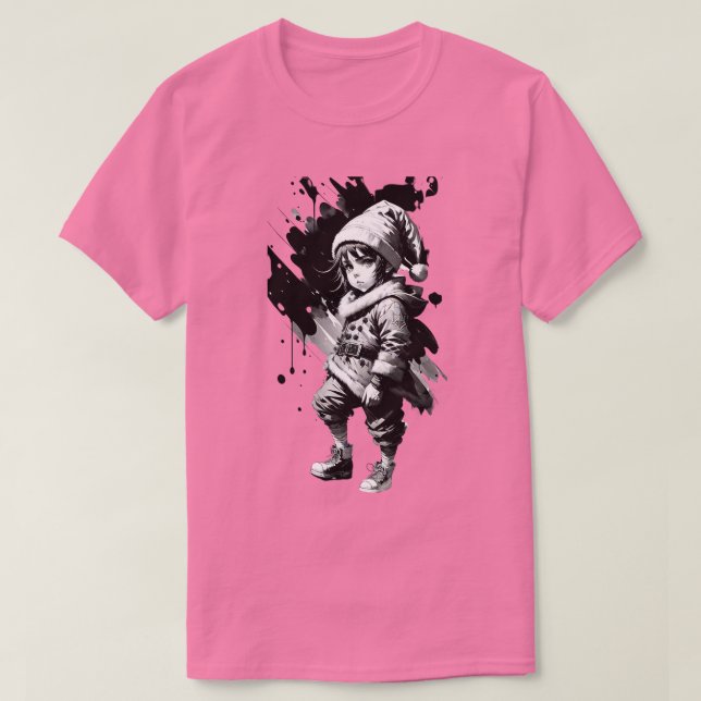 Camiseta de Natal Elf Black & White Ink (Frente do Design)