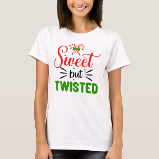 Camiseta de Natal Engraçada Doce Mas Retorcida