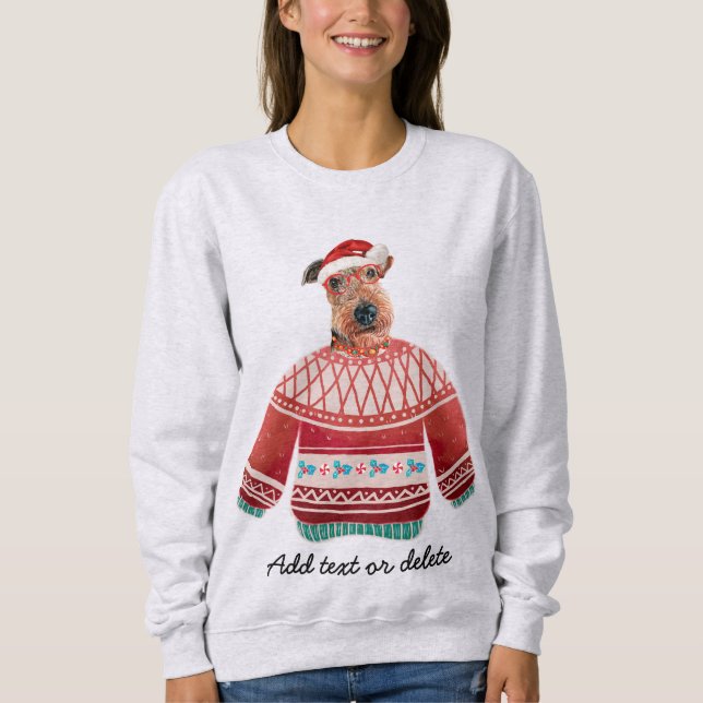 Camiseta de Natal Feia de Cachorro Airedale Mãe de (Frente)