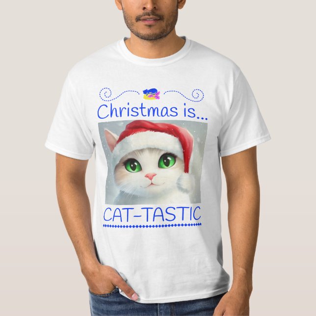 Camiseta de Natal Felino Fofa (Frente)