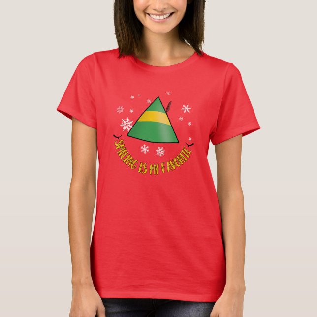 Camiseta de Natal feminina favorita sorridente (Frente)