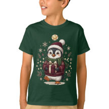 Camiseta de Natal Fofa de Pinguim para Meninos | F