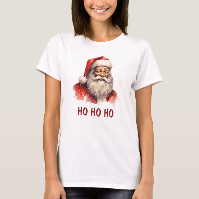 Camiseta de Natal Ho Ho Ho Papais noeis pretos (Frente)