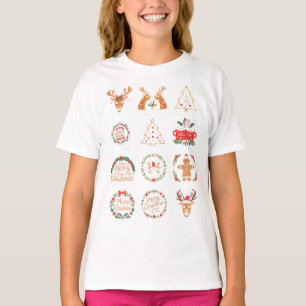 Camiseta de Natal Infantil Ícones de Natal