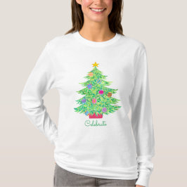Camiseta de Natal Longa com Folga