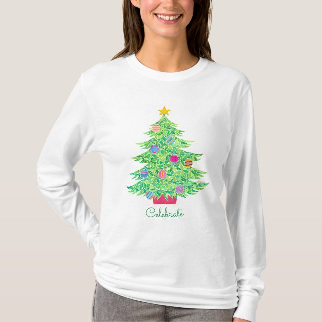 Camiseta de Natal Longa com Folga (Frente)