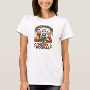 Camiseta de Natal Merry Dogmas, Trio de Cães de Na