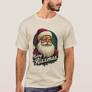 Camiseta de Natal Merry Rizzmas Rizz Papai Noel